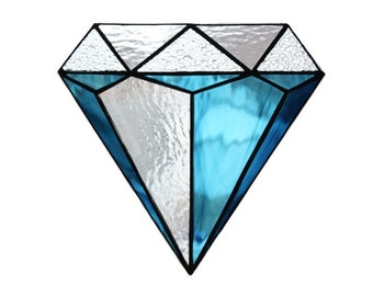 Stained glass suncatcher of a diamond