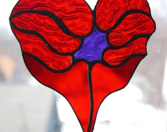 Stained glass suncatcher of a heart