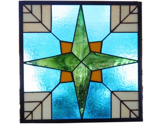 Geometric stained glass window/ panel