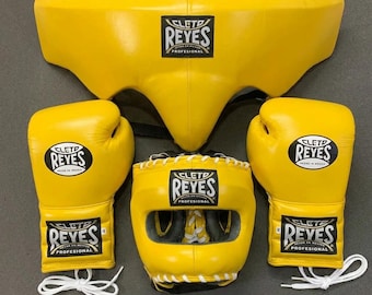 Customized Yellow" Cleto Reyes" Sparring Set - Boxing Gloves - Groin Guard - Headgear