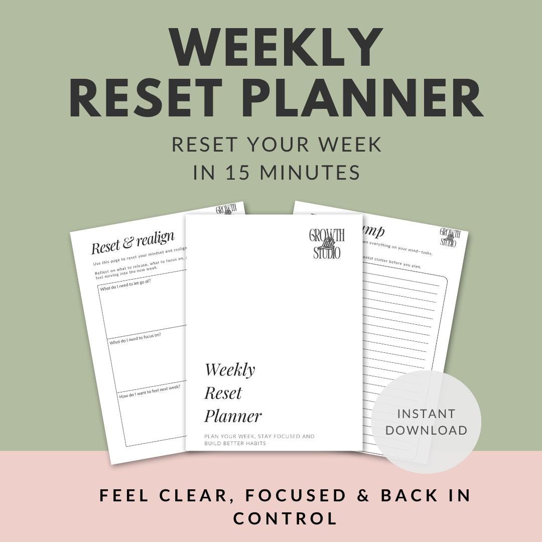 Weekly Reset Planner Printable PDF | Weeklies Planning Template ...