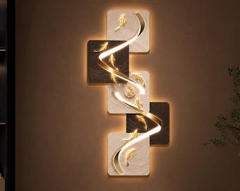 LED Koi Fish Wall Art, Backlit Abstract Light, Modern Luxury Decor