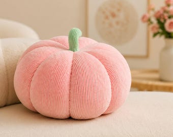 Cojín con forma de calabaza, cojín de calabaza de pana suave, cojín decorativo de otoño, decoración de Halloween, cojín de sofá de otoño, regalo para una habitación acogedora