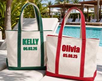 Benutzerdefinierte Schatten Monogramm Pool Tasche, personalisierte Heat Press gedruckt Canvas Tragetaschen, Brautjungfer Geschenk