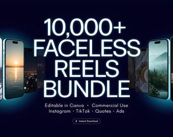 10.000+ Faceless Reels Bundle - Instagram, TikTok Videos (bearbeitbar Canva)