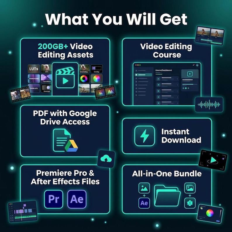 200GB Video Editing Bundle | Premiere Pro Templates, After Effects ...