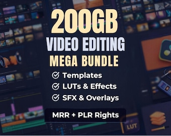 200GB Videobearbeitungspaket | Premiere Pro Vorlagen, After Effects, LUTs, Übergänge, Sfx (digitaler Download)