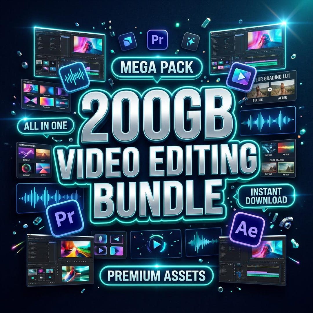 200GB Video Editing Bundle | Premiere Pro Templates, After Effects ...