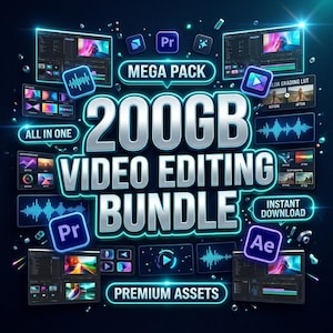 200GB Video Editing Bundle | Premiere Pro Templates, After Effects, LUTs, Transitions, Sfx (digital download)