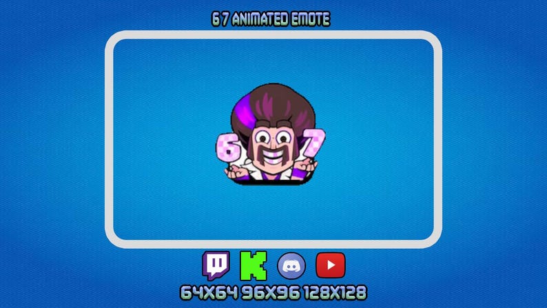 Numbers Split Emote 67 Emote | Animated GIF | 3 Sizes | Twitch Discord Kick | Instant ...