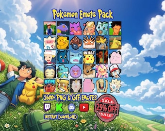 Pokemon Emote Pack | 2600+ Emotes for Twitch, Discord, Kick, YouTube | GIF & PNG | 3 Sizes (Instant Download)