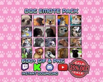 Dog Emotes Pack | 600+ Animated GIF & PNG for Twitch, Discord, YouTube (Instant Download)
