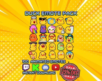 Animated Duck Emotes Pack | 100 GIFs for Twitch, Discord, Kick (Instant Download)