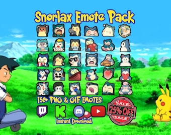 Snorlax Emote Pack | Pokemon Emotes for Twitch, Discord, Kick, YouTube | Animated GIF + PNG | 3 Sizes (Instant Download)