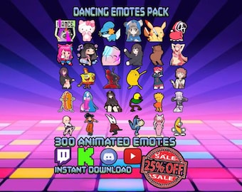 Animated Dancing Emotes Pack for Twitch, Discord, Kick (Instant Download)