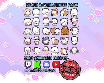 Pacchetto di emoticon Peach e Goma per Twitch, Kick e Discord (download immediato)