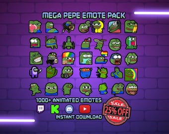 Animated Pepe Emotes Pack for Twitch, Discord, Kick, Whatsapp, TikTok | Instant Download