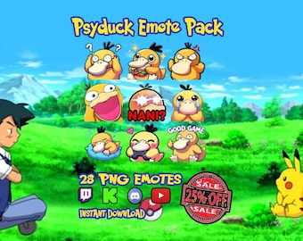 Psyduck Emote Pack for Twitch, Discord, Kick | PNG, 3 Sizes (Instant Download)