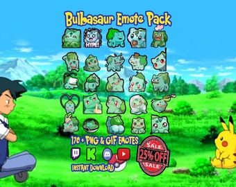 Bulbasaur Emote Pack | Animated GIF & PNG for Twitch, Discord (Instant Download)
