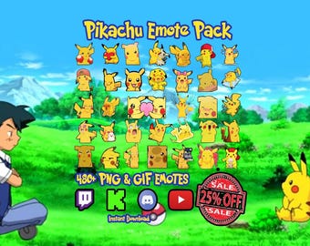 Pikachu Emote Pack | Animated GIF & PNG for Twitch, Discord (Instant Download)