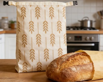 Sac à pain en cire d'abeille pour le levain - Sac de rangement pour le pain en lin, cadeau boulanger réutilisable, sac à pain fait maison, cadeau pour boulanger