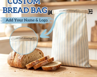 Personalized Beeswax Bread Bag - Plastic Free Storage, Linen Loaf Container, Sustainable Kitchen Gift, Homemade Bread Keeper