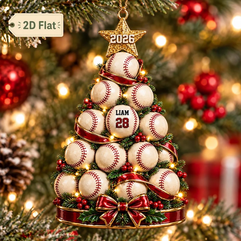 Custom Name Baseball Player 2D Flat Acrylic Ornament , Personalized ...