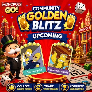 Combo Golden Blitz - Pegatina de Ranier Wolfcastle y Guy Incognito 5 estrellas - Monopoly Go