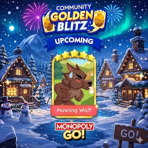 Golden Blitz Howling Wolf Sticker 5 Stars - Monopoly Go | Ever After album