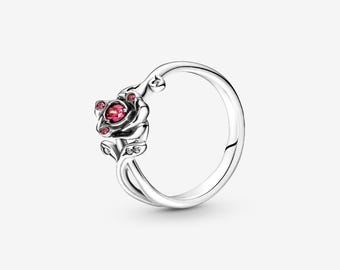 Anello La Bella e la Bestia con la rosa, fede nuziale, anello in argento, anello da donna, anello Pandora