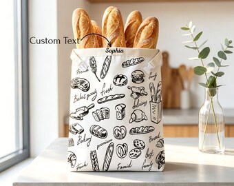 Beeswax Bread Bag for Sourdough Baker - Reusable Loaf Storage , Eco Friendly Kitchen Gift , Floral Cotton Pouch , Zero Waste Baguette Keeper
