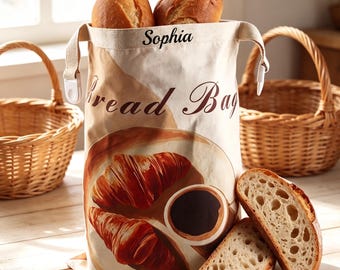 Beeswax Bread Bag Gift for Baker - Reusable Bread Storage Bag , Organic Cotton Beeswax Wrap , Birthday Gift for Her , Sourdough Bread Bag