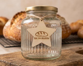 Personalized Wooden Sourdough Jar Starter Label - Name Tag, Sourdough Accessory, Custom Jar Label, Unique Bread Baker Gift