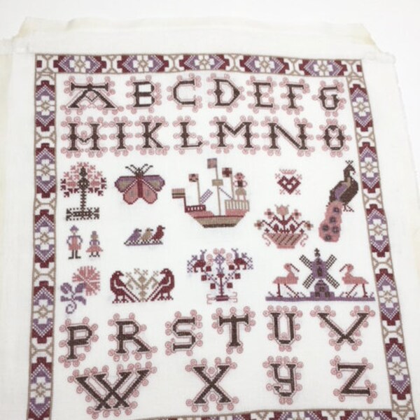 Beautiful Antique sampler from Holland completed cross stitch sampler