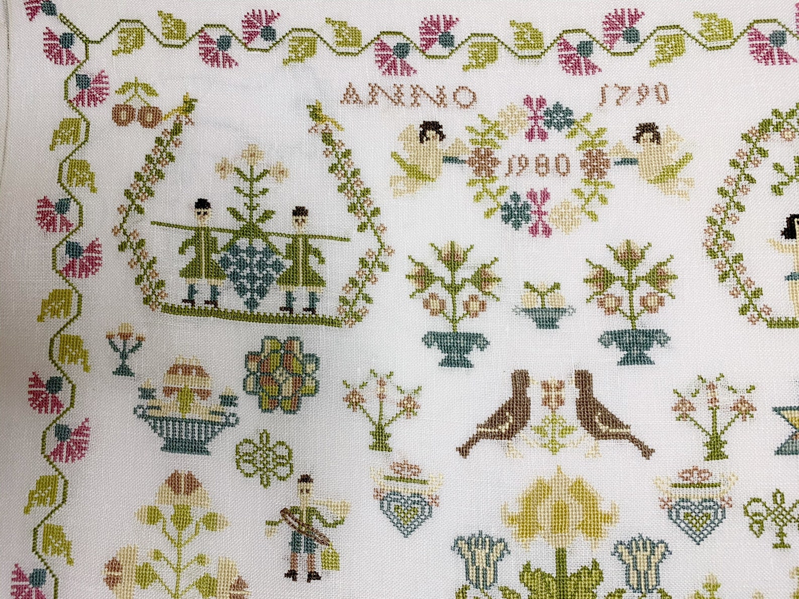 Completed Cross Stitch Dutch Traditional Sampler crossstitch Etsy