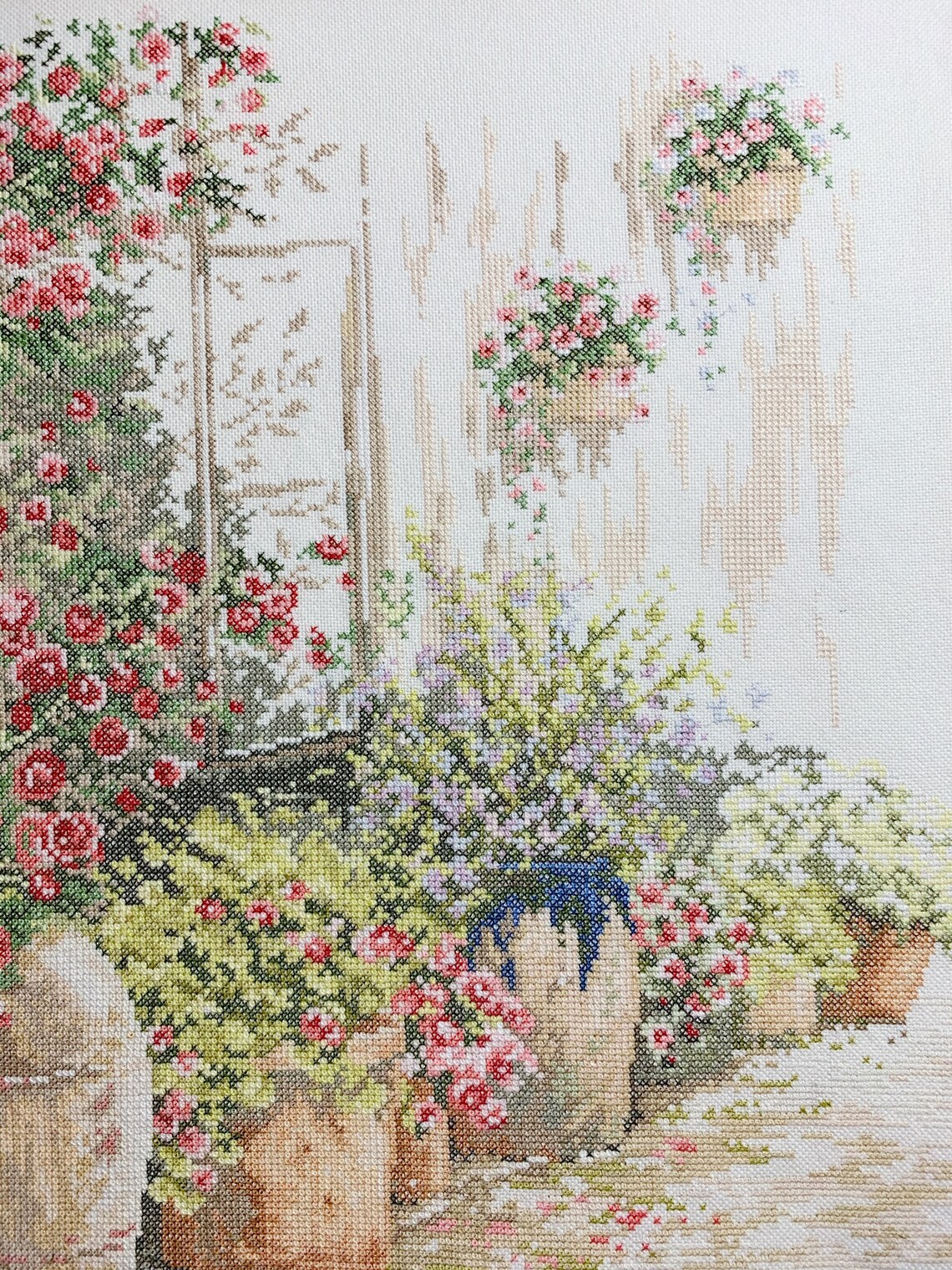 Completed Cross Stitch Lanarte Courtyard crossstitch counted Etsy
