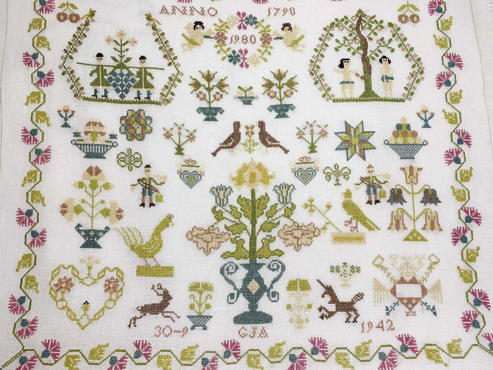 Completed Cross Stitch Dutch Traditional Sampler crossstitch Etsy