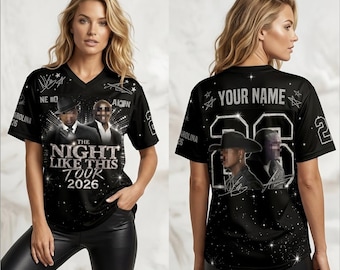 Personalized nights like this world tour Football Jersey, Custom R&B crop top Jersey, Ak0n Ney0 concert faux glitter effect Jersey