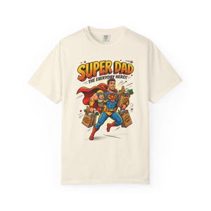 Camiseta de Superpapá, divertido regalo de superhéroe para el Día del Padre, camiseta Comfort Colors Everyday Hero para papás primerizos, camiseta estilo cómic para ir de compras.