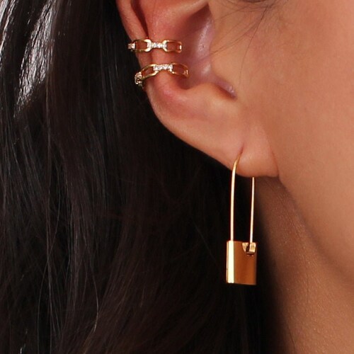 Padlock Earrings Lock Pendant Earring Lock Hoop Earring Etsy