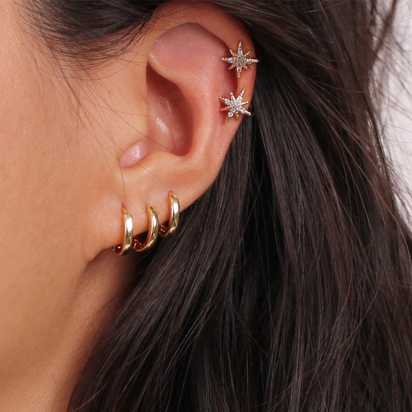Tiny Huggie Earrings, Gold Dainty Earrings, Huggie Hoop Earrings, Tiny Hoop Earrings, 2nd Hole Earrings, Helix Piercing, Cartilage Hoops