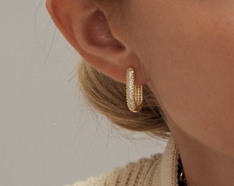 Gold Hoop Earrings Chunky Earrings Summer Jewelry Gold Huggie Earrings Gold Earrings Minimalist Earrings Bridesmaid Gift Wedding Gift Mom