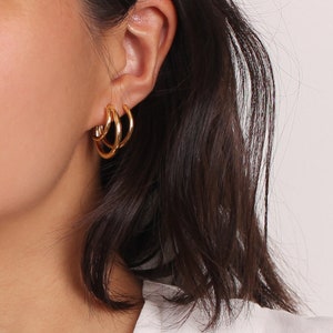 Hoop Earrings Chunky Earrings Large Hoop Earrings Minimalist Jewelry Gold Earrings Statement Earrings Trendy Jewelry Sister Gift Mom Jewelry