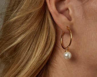 Pearl Jewelry Gold Earrings Minimalist Earrings Dainty Earrings Bridal Jewelry Everyday Earrings Mom Gift Bridesmaid Gift Anniversary Gift