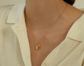 Lock Necklace Layering Necklace Gold Necklace Dainty Necklace Minimalist Jewelry Necklace Pendant Necklace Friend Gift Anniversary Gift Mom