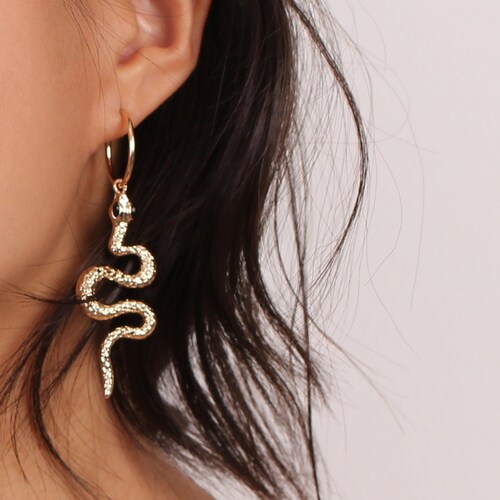 Snake Hoop Earrings Snake Charm Earrings Snake Charm Hoops Etsy