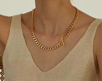 Curb Chain ketting dikke ketting ketting ketting vrouwen ketting alledaagse ketting gelaagdheid ketting gouden ketting moeder cadeau verjaardagscadeau