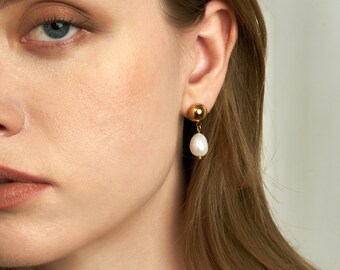 Pearl Drop Earrings Dainty Earrings Dangling Earrings Gold Earrings Hoop Earrings Minimalist Earrings Stud Earrings Minimalist Jewelry