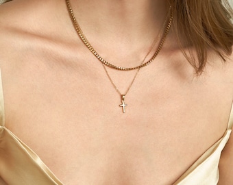 Cross Necklace Cross Pendant Gold Cross Necklace Dainty Necklace Gold Cross Necklace Minimalist Necklace Protection Necklace Mother Day Gift