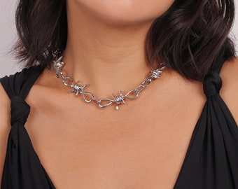 Gothic Jewelry Horror Jewelry Horror Psycho Choker Goth Punk Emo Chain Necklace Grunge Horror Necklace Layering Chain Streetwear